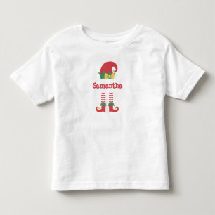 Personalized Cute Toddler Elf Christmas Holiday  T-shirt