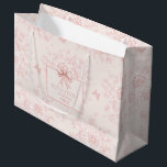 Personalized Cute Toile Pink Coquette Birthday Large Gift Bag<br><div class="desc">Introducing our "Personalized Cute Toile Pink Coquette Birthday Large Gift Bag, " a perfect blend of elegance and charm for your special celebrations. This large gift bag features a blush pink background adorned with a minimalist watercolor ribbon, embodying a sophisticated grandma chic aesthetic. Ideal for a blush pink girly birthday,...</div>