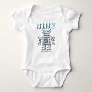 Personalized cute toy robot baby boy 1st Birthday Bodysuit