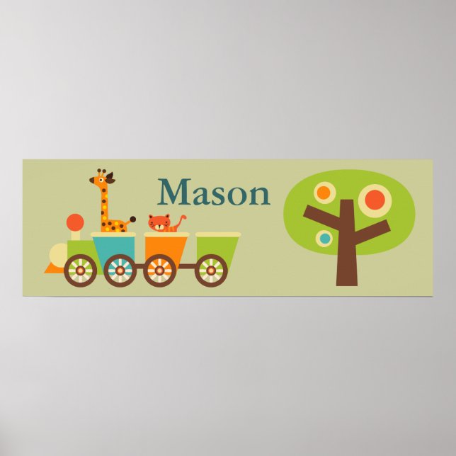 Personalized Cute Train Poster Wall Decor for Kids (Front)