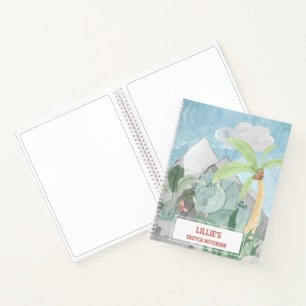 Personalized Cute Triceratops Dinosaur Sketch Notebook
