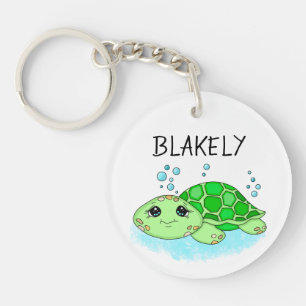 Personalized Cute Turtle Cartoon Name Keychain