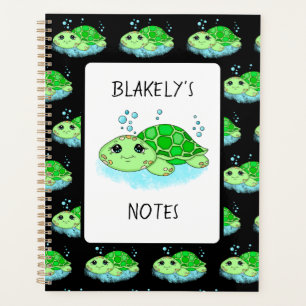 Personalized Cute Turtle Cartoon Name  Planner