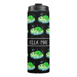 Personalized Cute Turtle Cartoon Name Thermal Tumbler
