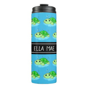 Personalized Cute Turtle Cartoon Name  Thermal Tumbler