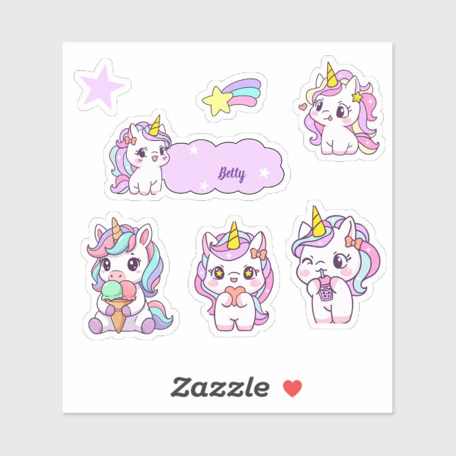 Personalized Cute Unicorn (Sheet)
