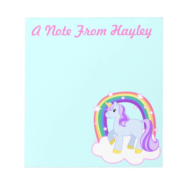 Personalized Cute Unicorn Note Pad (Front)