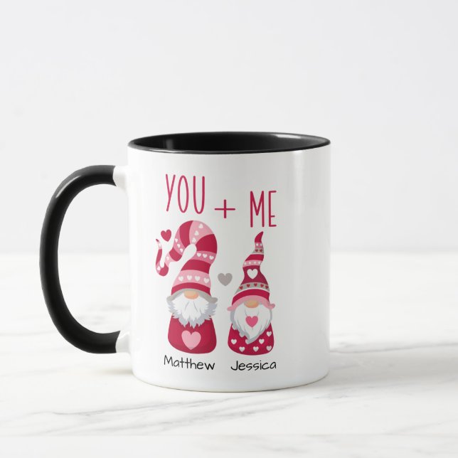 Personalized Cute Valentine Gnomes Mug (Left)
