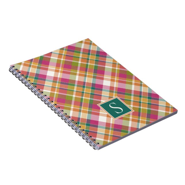 Personalized Cute Vintage Plaid Gingham Pattern Notebook (Right Side)