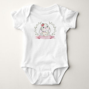 Personalized Cute Watercolor Bunny Baby Bodysuit