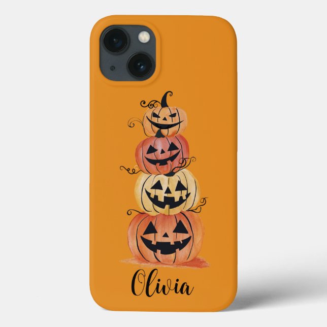 Personalized Cute watercolor Pumpkins, Halloween  Case-Mate iPhone Case (Back)