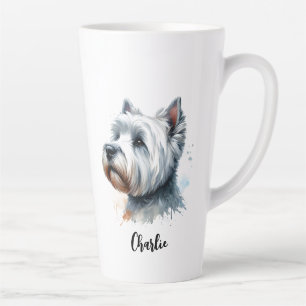 Personalized Cute Westie Dog Face Watercolor Art Latte Mug