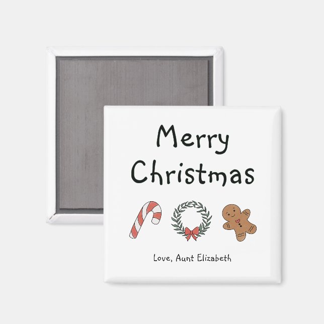 Personalized Cute Whimsical Simple Merry Christmas Magnet (Front/Back)