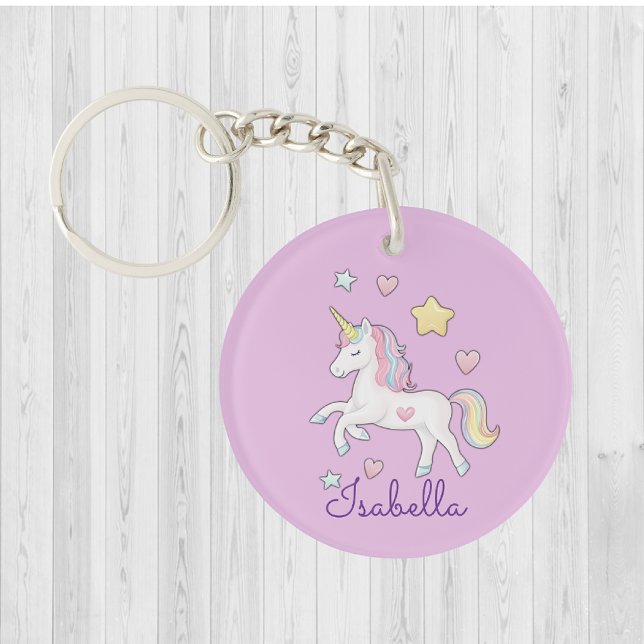 Personalized Cute Whimsical Unicorn Rainbow  Keychain (Creator Uploaded)