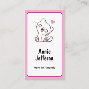 Personalized Cute White Kitty Mom Calling Card