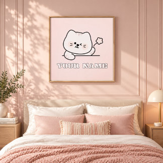 Personalized Cute Winking Cat Name Canvas Print