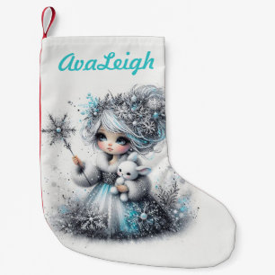Personalized Cute Winter princess Small Christmas Stocking