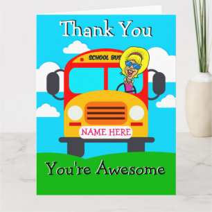 PERSONALIZED Cute Woman Bus Driver Thank You Card