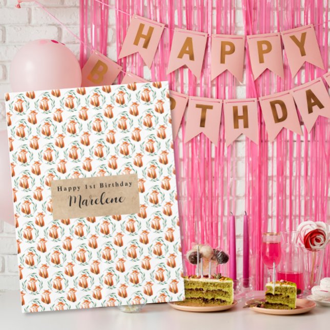 Personalized Cute woodland Fox happy birthday  Tablecloth (Creator Uploaded)