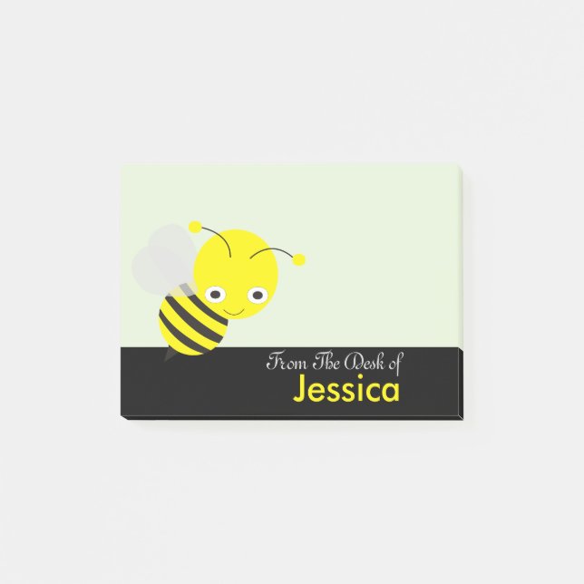 Personalized Cute Yellllow HoneyBee Post-it Notes (Front)