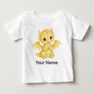 Personalized Cute Yellow Dragon with Star Lantern  Baby T-Shirt