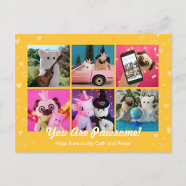 Personalized Cute Yellow Hearts Stylish Photo Postcard
