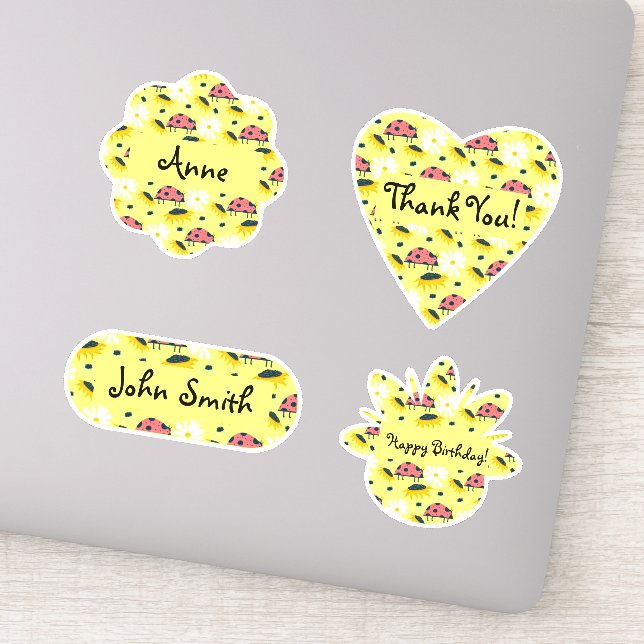 Personalized Cute Yellow Ladybirds (Detail)