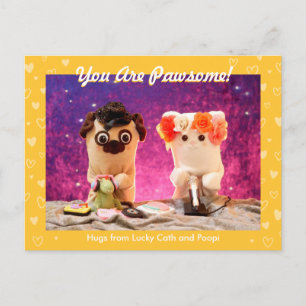 Personalized Cute Yellow Stylish Hearts Photo Postcard