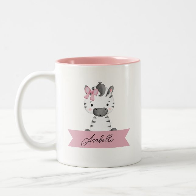 Personalized cute zebra  Two-Tone coffee mug (Left)