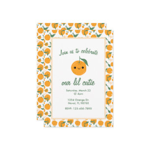 Personalized Cutie Orange Mandarin Clementine Invitation