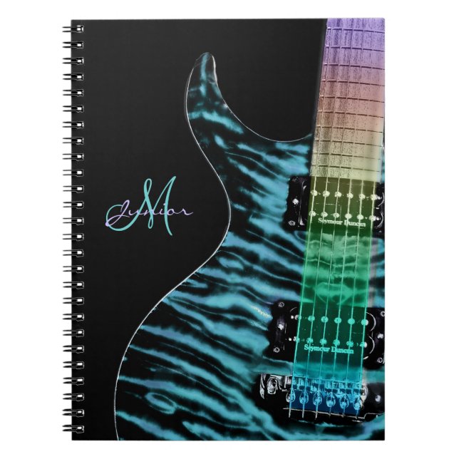 Personalized Cyan Electric Guitar Music Notebook (Front)