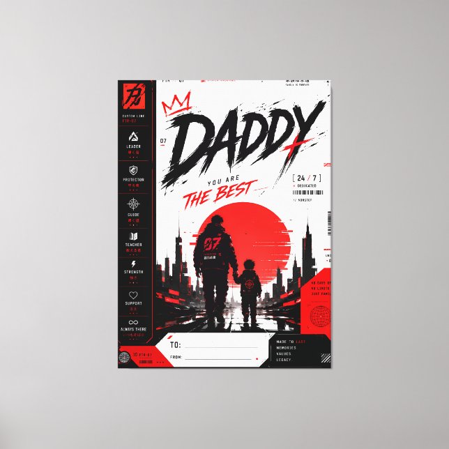 Personalized Cyberpunk Daddy Wall Art Print (Front)