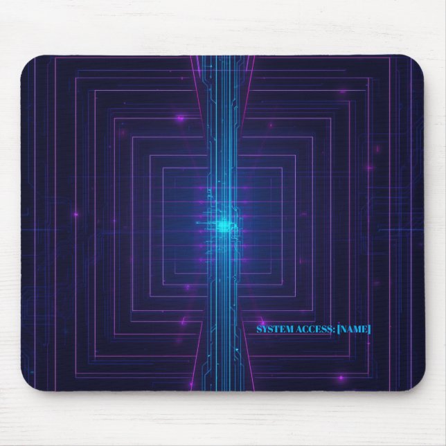 Personalized Cyberpunk System Access Neon Mouse Pad (Front)