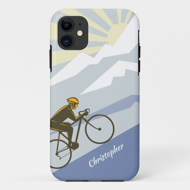 Personalized Cyclist Biking up Mountain Road Bike Case-Mate iPhone Case (Back)