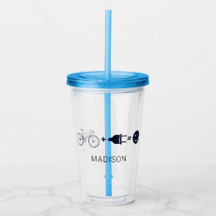 Personalized Cyclist e Bike Makes Me Happy  Acrylic Tumbler