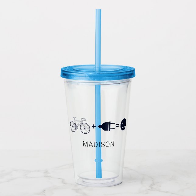 Personalized Cyclist e Bike Makes Me Happy  Acrylic Tumbler (Front)