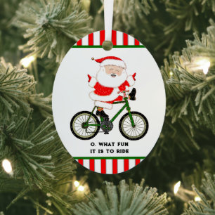 Personalized Cyclist Holiday Gift Metal Ornament