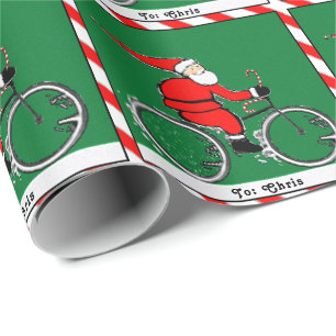 Personalized Cyclist Holiday Gift Wrapping Paper
