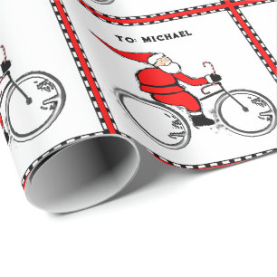 Personalized Cyclist Holiday Gift Wrapping Paper