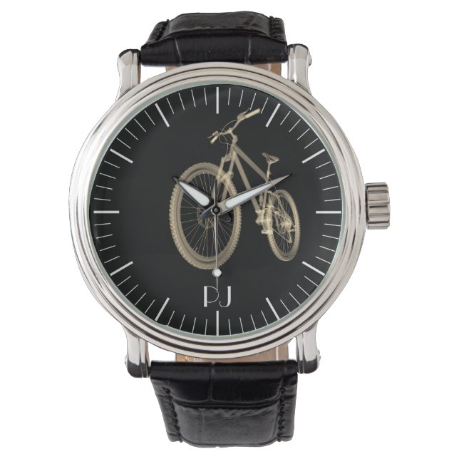 Personalized Cyclist Themed Bicycle Print Watch (Front)