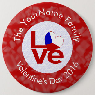 Personalized Czechia Red LOVE Flag 6 Inch Round Button