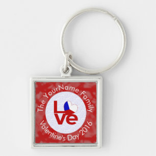 Personalized Czechia Red LOVE Flag Keychain