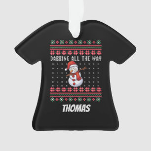 Personalized Dabbing Christmas SnowmanUgly Sweater Ornament