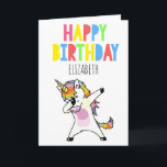 Personalized Dabbing Unicorn Girl Happy Birthday Card<br><div class="desc">Personalized Dabbing Unicorn Girl Happy Birthday</div>