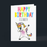 Personalized Dabbing Unicorn Girl Happy Birthday Card<br><div class="desc">Personalized Dabbing Unicorn Girl Happy Birthday</div>