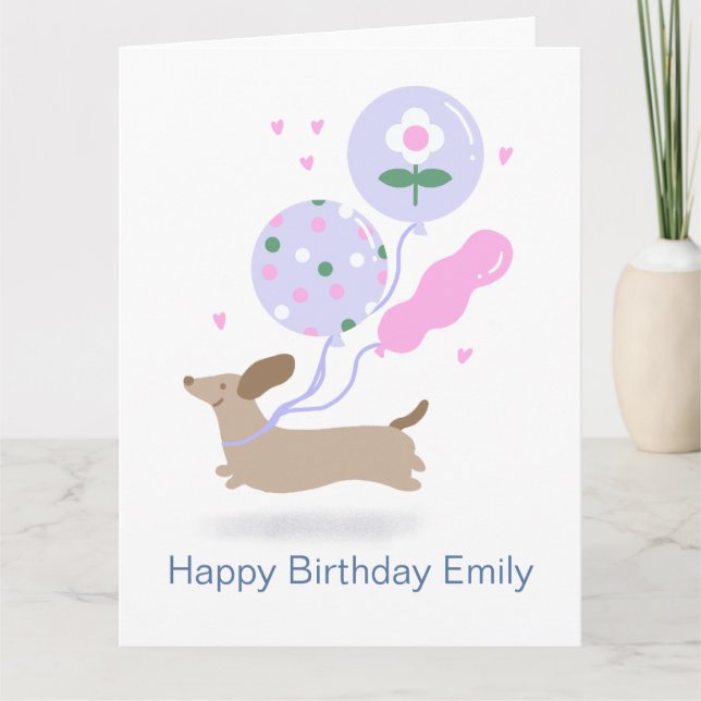 Personalized Dachshund Birthday Party Dog Lover  Card (Front)