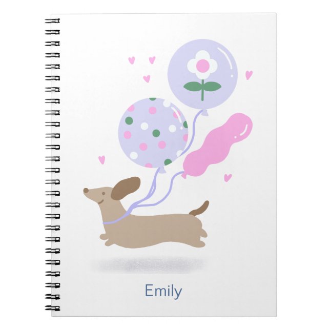 Personalized Dachshund Birthday Party Dog Lover  Notebook (Front)