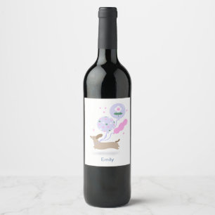 Personalized Dachshund Birthday Party Dog Lover  Wine Label