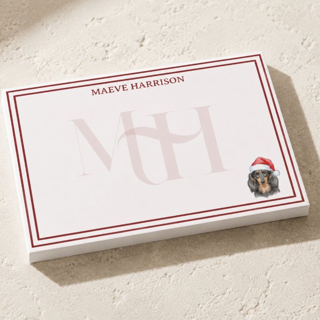 Personalized Dachshund Christmas Custom Monogram Post-it Notes (Personalized Dachshund Christmas Custom Monogram Post-it Notes)