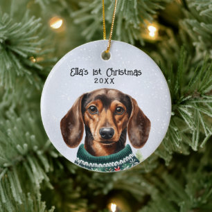 Personalized Dachshund Dog Ceramic Ornament